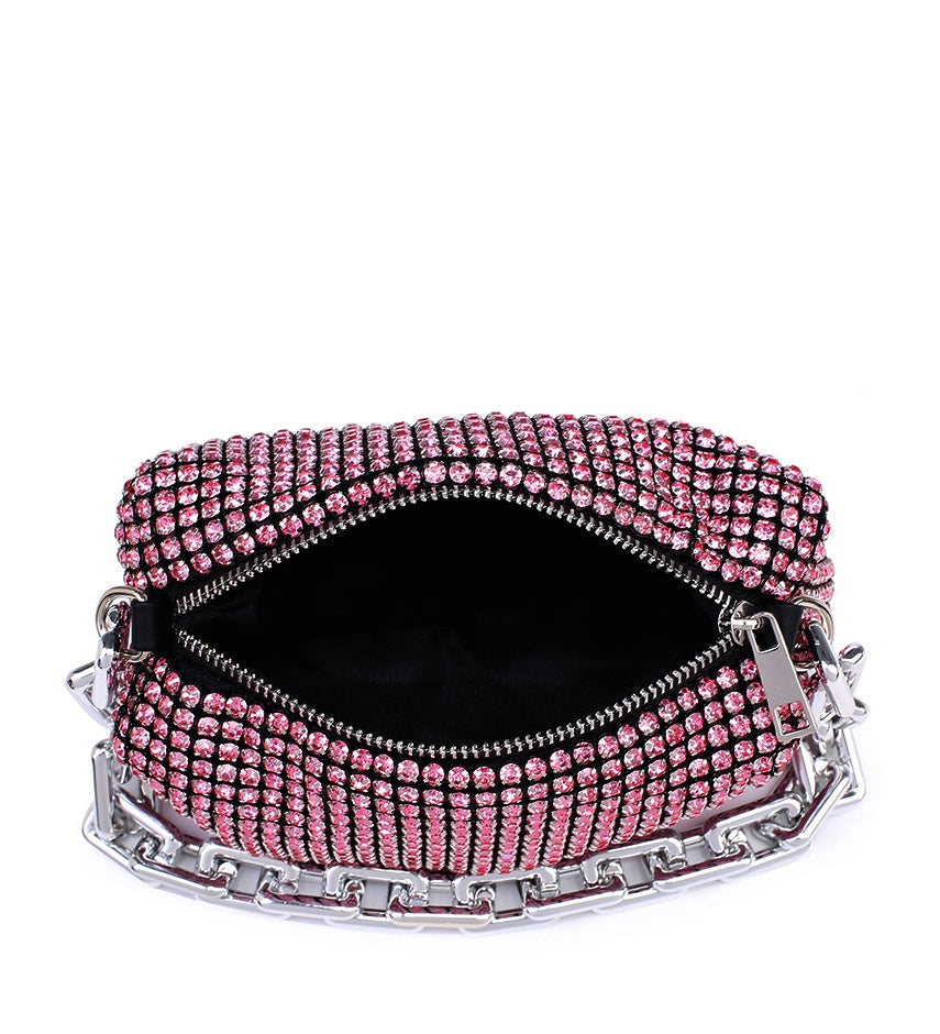 Ladies Cute Diamante Evening Bag With Plactic Chanky Chain MX-122